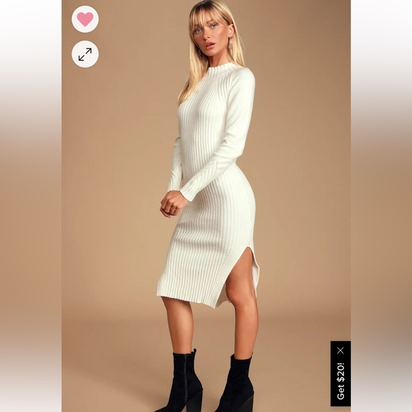 Lulu’s Snuggle Party Ivory Mock Neck Midi Sweater Dress - Picture 3 of 4